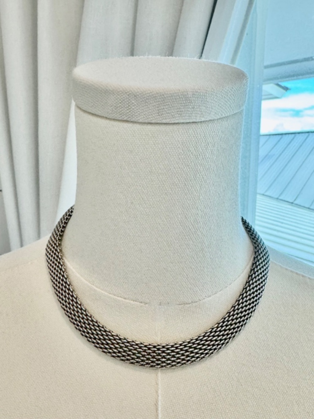 Tiffany & Co Sterling Silver Somerset Mesh Necklace 17.5" - Excellent Condition